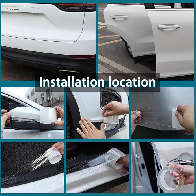 Universal Car Door Edge Guard, 4In x 33Ft Door Sill Protector, Automotive Anti-Collision Strip for Car Door Edge/Front and Rear Bumper/Door Sill Protector, Transparent