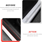 4 PCS Car Door Sill Protector, Anti-Scratch Automotive Threshold Protective Strip, Waterproof Door Edge Guards Step Shield Cover for Sedans Trucks SUVs, Car Accessories (Black & Red)