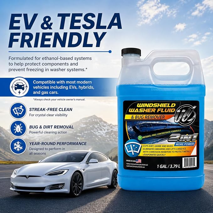 Windshield Washer Fluid 2-in-1 Bug Remover – Ready to Use Formula – Streak-Free Cleaning – Removes Dirt & Road Grime – 1 Gallon (128 fl oz) Methanol-Free