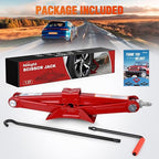 Scissor Jack for Car 1.5 Ton (3307 lbs), Heavy Duty Steel Scissor Lift Jack Car Kit with Crank Handle for Sedan SUV MPV Tire Changing, 3.18''-13.6'' Lifting Range Portable Small Jack, Red