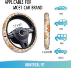 Elastic Steering Wheel Cover Car Accessories Cute Universal 15 Inch Absorbing Sweat Non-Slip Breathable for Woman - Colorful Daisy