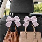 2 Pack Car Purse Hooks, Cute Bow Car Seat Headrest Hook Hanger for Purses and Bags (pink)