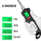 Chrome Plated Steel Dual Head Tire Inflator - 150 PSI, Backlight LCD & Flashlight, Rechargeable for Semi, Truck, RV & Cars