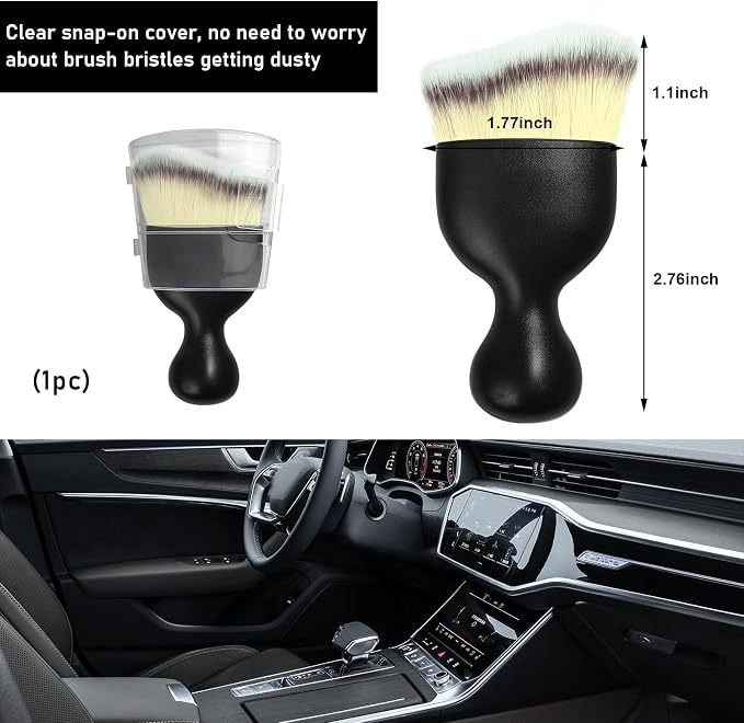 Car Detailing Brush, Curved Soft Bristles Auto Removal Dust Collectors, Universal Vehicle Dashboard, Air Conditioner Vents etc Interior Cleaning Tool Accessories (Beige)