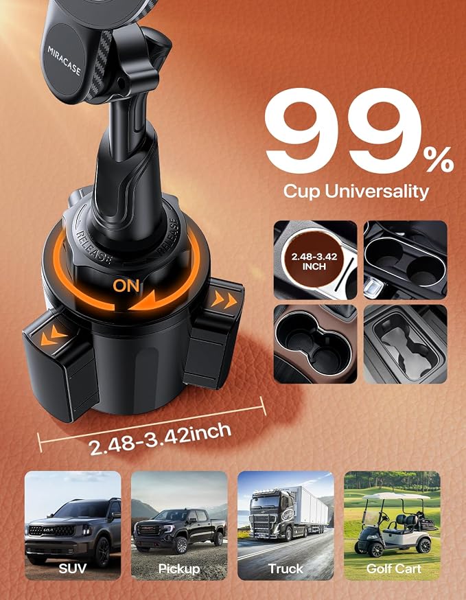for MagSafe Car Mount, [Strong Magnetic] 2026 Hands Free Phone Holders for Your Car, Universal Cup Holder Phone Holder for iPhone 17 16 15 14 13 12 Pro Max, Samsung & More Smartphones