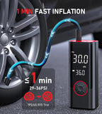 Tire Inflator Portable Air Compressor, Cordless Air Pump for Car Tires with Pressure Gauge, Battery & 12V DC Dual Power Bike Tire Pump, 150PSI Portable Tire Inflator for Car, Motorcycle, Bicycle, Ball
