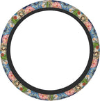 Colorful Boho Floral Bright Blossoms Print Cute Steering Wheel Cover for Women,Car Accessories Interior Decor Universal for SUV Sedan Trucks (15 Inch)