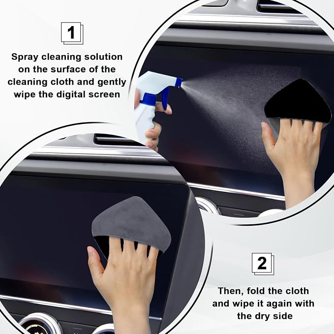 Car Screen Cleaner, 4.1''×4.1'' Microfiber Dashboard Wipes, Square Microfiber Cloth, Automotive Display Wipes,Vehicle Screen Cleaner Tool for Dashboard Display, Car Interior Tool (Black)