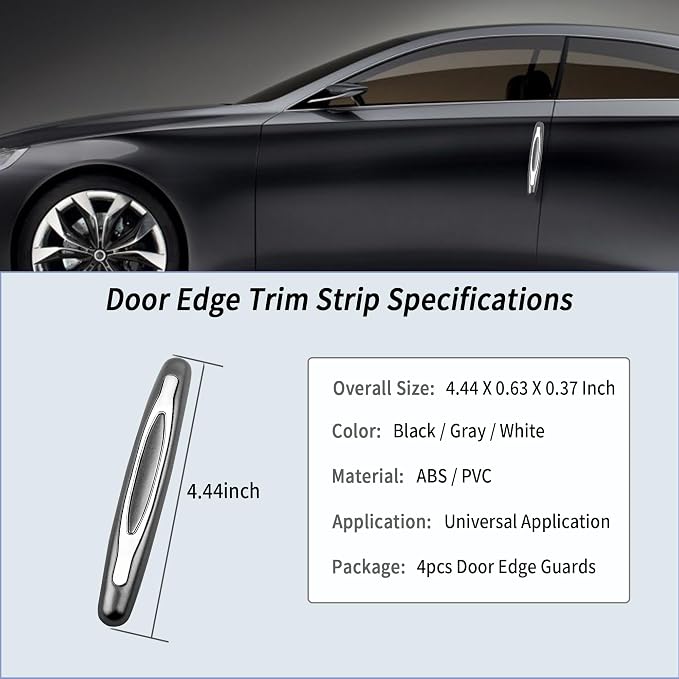 4PCS Car Door Edge Guards,Anti-Scratch Car Door Protector Trim Strip with Self Adhesive for Car Decor,Universal Exterior Car Accessories Door Guards for Cars Trucks SUVs (Gray)