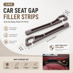 Car Seat Gap Filler 2-Pack, Universal Anti-Drop Organizer Strip with Storage Slot, Car Organizer Between Seat & Console for Cars, SUVs, Trucks (Brown)