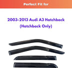 KPY Rain Guards Fit for 2003-2013 Audi A3 Hatchback, Out-Channel Window Visors Vent Wind Deflectors 4PC, Car Accessories for 03-13 Audi A3 (Hatchback Only)