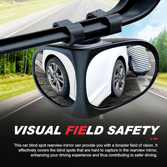 2 PCS Car Blind Spot Mirror, 360 Degrees Panoramic Adjustable Wide-angle Mirror, HD Waterproof Dual-sided Glass Reverse Parking Auxiliary Tools, Universal for Most Vehicles (Black)