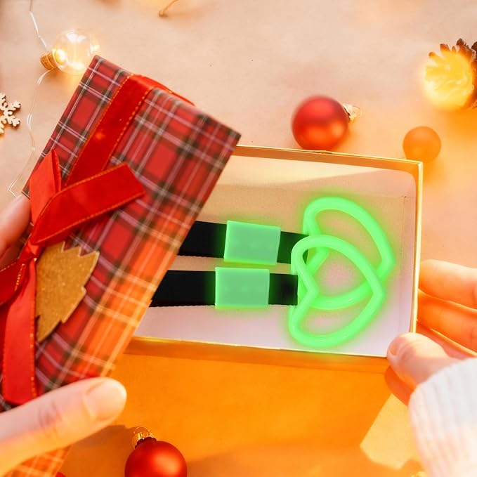2 Pcs Heart Shaped Car Handle Strap – Drift Charm Rear Bumper Warning Ring Decor for Car Interior Exterior, Subway Bus Handle Accessory, Cute Heart Car Decor Gift for Women & Men (Luminous Green)