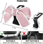 2 Pack Cute Bow Car Seat Headrest Hooks, Purse Hook for Car, Car Purse Hanger for Bags, Backseat Storage Organizer, Universal Vehicle Hooks for Women, Sedan SUV Truck, Pink