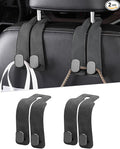 2 Pcs Car Hooks for Headrest, Adjustable Vehicle Seat Back Car Organizers and Storage Accessories, Universal Fit Double Metal Leather Purse Holder for Car (Grey)
