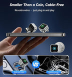 2026 Upgraded Wireless CarPlay Adapter with Buttons for Privacy Call & Two-Phone Fast Switch, Aluminum Cooling, Dual-Band WiFi, Mini Cable-Free, Compatible with Apple iPhone & Android Auto, Gray