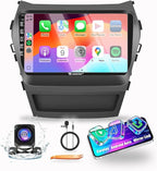 for Hyundai Santa Fe 2013-2018 CarPlay Android Auto Navigation Stereo GPS Radio Reverse Camera Display 9" IPS Touchscreen Headunit Tablet Pad Media Player, if Applicable Quad Core 4G+64G
