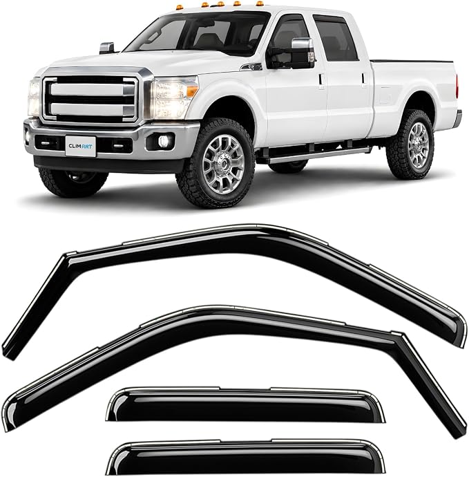 in-Channel Incredibly Durable Rain Guards for Ford F250-F550 Super Duty 1999-2016 SuperCrew, Original Window Deflectors, Vent Window Visors, Vent Deflector, 4 pcs. - 699211