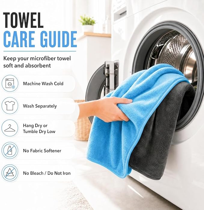 Car Drying Towel, Extra Large 48 x 24 Inch, 1400 GSM, Dual-Color | Twisted Loop Microfiber Towel for Cars - Absorbent Car Dry Towel and Car Wash Towel for Streak-Free, Paint-Safe Car Detailing