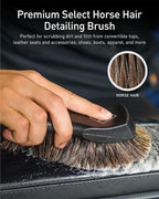 9PCS Car Interior Detailing Set, Microfiber Cloth & Applicator, Double-Head Detailing Brushes, Natural Bristles, Scratch-Free, Ultra-Soft for Seats Leather Care or Cleaning