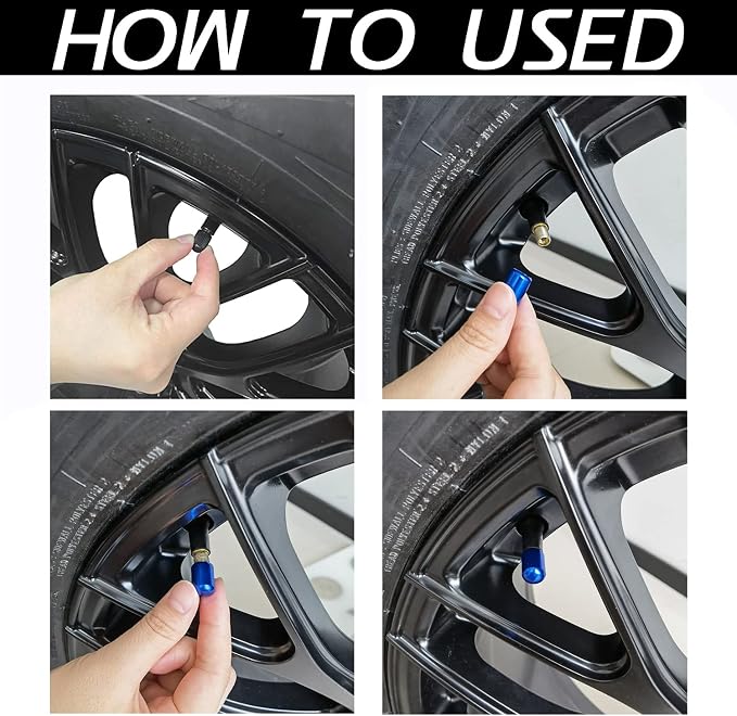 4PCS Car Tire Valve Stem Caps, Air Caps Cover, Universal for Cars, SUVs, Bike, Trucks and Motorcycles, Car Wheel & Tire Exterior Accessories-Deep Blue
