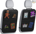 Back Seat Cover for Kids + 4 Pocket Storage Organizer, 2 Pack X-Large Waterproof Kick Mats Backseat Protector, Car Seat Back Protectors for Vehicles to Protect from Dirt, Mud & Scratches