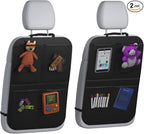 Back Seat Cover for Kids + 4 Pocket Storage Organizer, 2 Pack X-Large Waterproof Kick Mats Backseat Protector, Car Seat Back Protectors for Vehicles to Protect from Dirt, Mud & Scratches