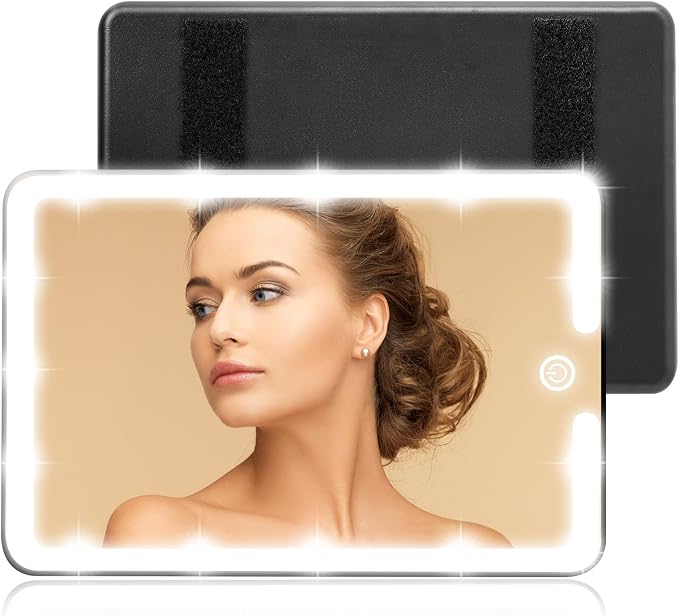LED Vanity Mirror for Regular Car Sun Visor,Lightweight Car Mirrors with Dimmable Lights, 3-Color Vanity Makeup Mirror for Universal Standard Vehicle Visor