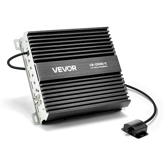 1200W RMS Class D Monoblock Amp, 1/2/4 Ohm Stable with Remote Subwoofer Level Control, Bass Boost & Phase Shift - Mono Car Amplifier for Subwoofer