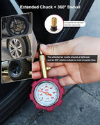 Tire Pressure Gauge – 5–60 PSI Analog Gauge with Pressure Hold, Extended Sealing 360° Swivel Chuck & Dual Protective Shell – Fits All Standard Valve Stems