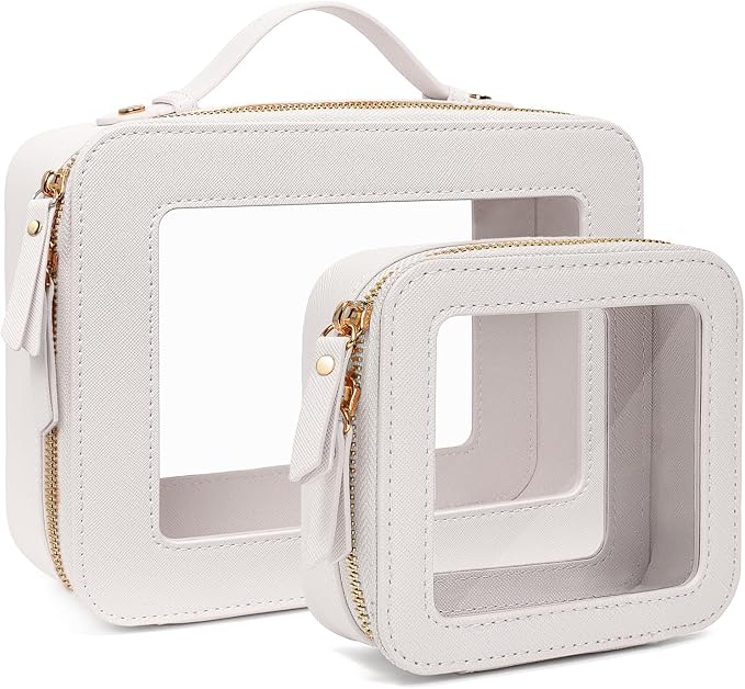 Travel Clear Makeup Bag Set, TSA Approved Cosmetic Bag Case with Zipper Portable Makeup Pouch Toiletry Bag Traveling Cosmetic Organizer Storage Bag Car Organizer Car Essentials