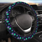 Elastic Weed Leaves Neon Colorful Black Car Steering Wheel Cover Protector Upgrade Thicken,Anti Slip Soft Car Accessories for Diverse Cars Truck SUV for Men Women Universal 15 Inch