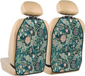 William Morris Teal Green Blue Vintage Floral Botanical Pattern Car Seat Back Kick Protectors Kick Mats With Storage Pockets For Vehicles To Protect From Dirt Mud Scratches 2 Pack