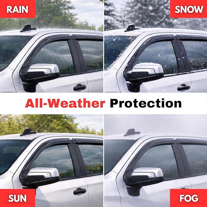KPY Rain Guards Fit for 2011-2017 Nissan Quest, Out-Channel Window Visors Vent Wind Deflectors 4PC, Car Accessories for 11-17 Quest