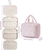 Hanging Toiletry Bag for Women Travel Makeup Bag Organizer Toiletries Bag for Travel Size Essentials Accessories Cosmetics (Pink Flower (Medium))