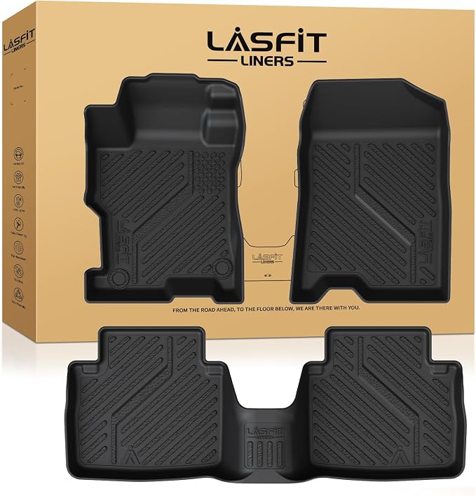 Floor Mats for Honda Accord Sedan 2008-2012, All Weather Waterproof Anti-Slip Odorless Custom Fit TPE Floor Liners 1st & 2nd Row, Black (Not for Coupe)