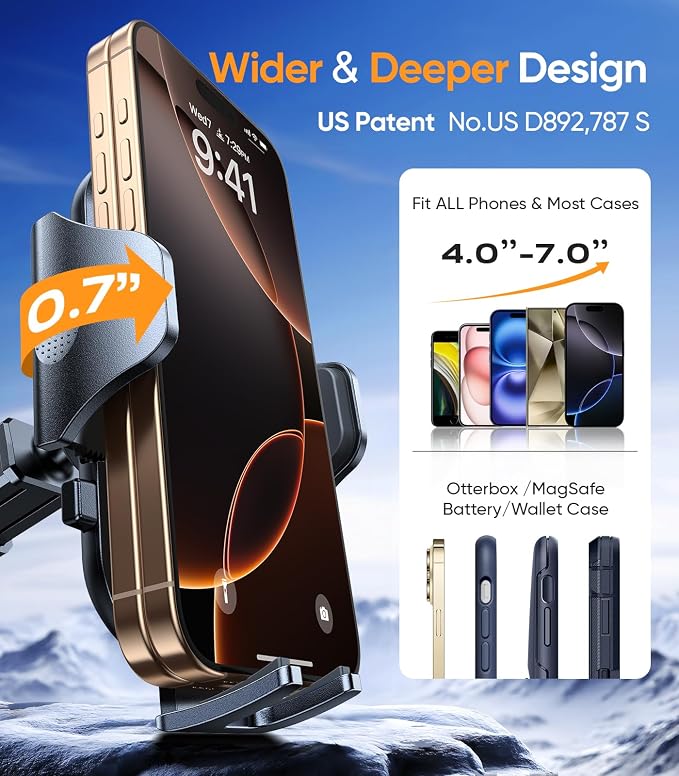 Dark Blue Phone Holders for Your Car [Upgraded True Military-Grade Strongest Suction] Cell Phone Mount for Car Dashboard Windshield Vent Truck Boat Stand Adjustable for iPhone Android