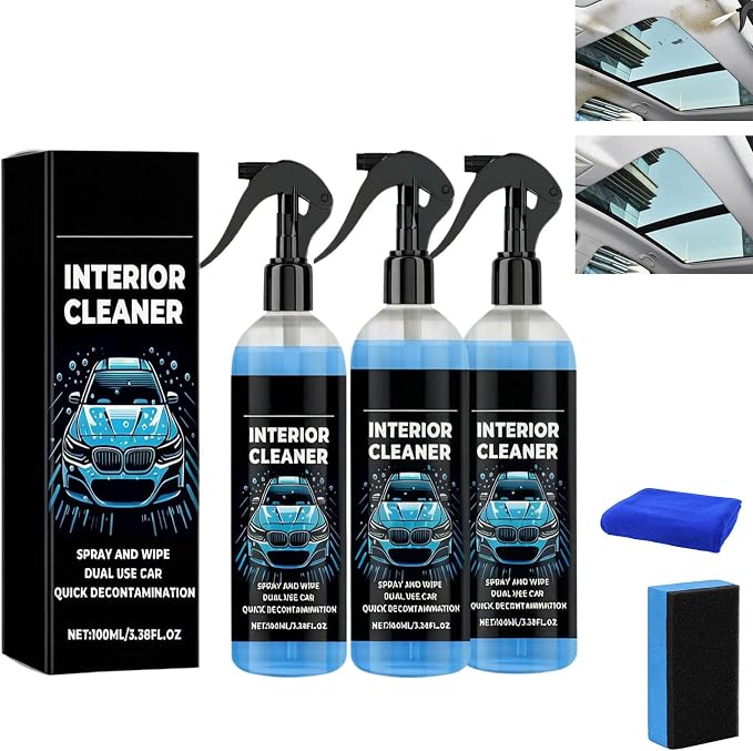 Car Headliner Cleaning Kit, Interior Roof Stain Remover, Multi-purpose cleaner for fabric seats and car headliners (3, 100ML)