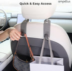 Car Headrest Hook, 2 Pack Leather Car Seat Hooks for Purses and Bags, Car Organization Accessories (Tan)