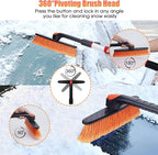47.2" Extendable Snow Brush and Wider Ice Scraper (4.73" Width) with 360° Pivoting Brush Head, Snow Removal Tool Car Brush with Comfortable Foam Grip for Car Windshield, Trucks, SUVs