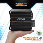 MDX1200.4 2 Ohm Mini 4 Channel Car Audio Amplifier 4 x 300 Watts RMS at 2 Ohm - 1200 Watt 12 Volts Bridgeable Amp for Powersports, Motorcycles, ATV, for High Power Stereo Speaker Systems