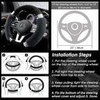 Rhinestone Fluffy Steering Wheel Cover - Comfortable Non-Slip Luxury Faux Wool, Universal Fit for 14.5" to 15" Steering Wheels