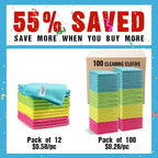 Microfiber Cleaning Cloth,100 Pack Cleaning Rags, Cleaning Towels with 4 Color Assorted, 11.5"X11.5" Shop Towels (Green/Blue/Yellow/Pink)