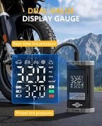 150 PSI Cordless Rechargeable Tire Inflator Portable Air Compressor | Fast Inflation, Digital Gauge, Auto Shutoff, LED Light, One-Click Start, for Car, Motorcycle, Bike, Sports Ball
