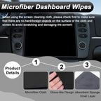 Car Screen Cleaner, 4.1''×4.1'' Microfiber Dashboard Wipes, Square Microfiber Cloth, Automotive Display Wipes,Vehicle Screen Cleaner Tool for Dashboard Display, Car Interior Tool (Black)