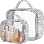 Clear Makeup Bag - TSA Approved Toiletry Bag for Carry-on & Checked Luggage, Water Resistant Car Storage Organizer with Reinforced Seams