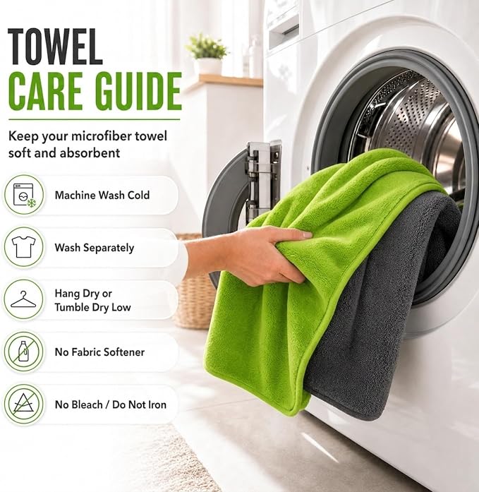 Car Drying Towel, Extra Large 48 x 24 Inch, 1400 GSM, Dual-Color | Twisted Loop Microfiber Towel for Cars - Absorbent Car Dry Towel and Car Wash Towel for Streak-Free, Paint-Safe Car Detailing