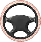 Vintage Pink Flower Steering Wheel Cover Cute Universal 15 Inch Car Accessories Protector for Women Fit Auto SUV Sedan Vans Trucks