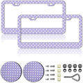 Polka Dots License Plate Frames，Polka dots Car Accessories for Women and Men ，Cute License Plate，Aluminum License Plate Frame Fits Standard US Vehicles Size 12.2 x 6 Inch (Purple-Polka dots)