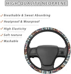 Auto Steering Wheel Cover Unviersal 15 Inch Steering Wheel Wrap Cover 4th of July Auto Interior Accessories Decor for All Seasons, Aztec Eagle US Flag